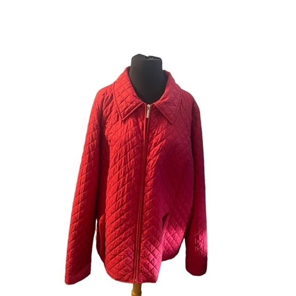 Marina Sport By Marina Rinaldi Women's Quilted Zip Jacket Red Size Xl
